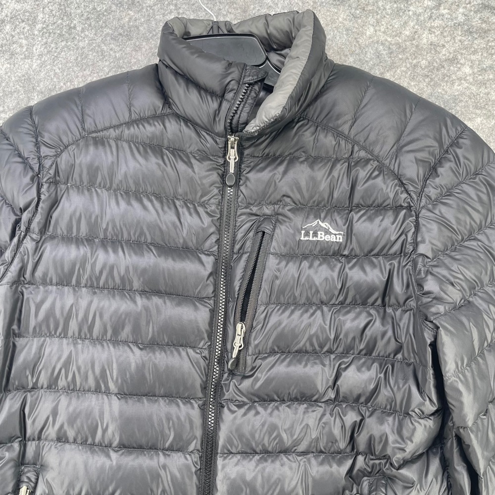 LL Bean Ultralight 850 Down Jacket Men Medium Black DownTek Water Repellent Gorp
